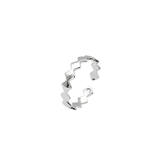 Silberringe für Frauen, silble silberner Ring für Frauen glänzend Rhombus Geometrisch Unisex Gothic Verstellbares offenes Knöchel Heckring Fingergelenk Schmuck für Lady Girls Hochzeit Valentinstag D. von NXNONEPD