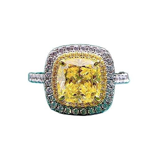 Sterling Silber Silber 8 * 8mm gelbe Carbon -Diamantringe für Frauen funkelnde Hochzeit Schmuck von NXNONEPD