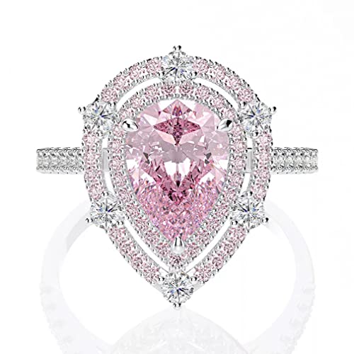 Sterling Silber Silber Birnen Pink Edelstein Hochzeit Engagement Diamantringe für Frauen Schmuck Geschenk Sterling Silber Silber Birnen Pink Edelstein Hochzeit Engagement Diamantringe für Frauen Schmuck Geschenk von NXNONEPD