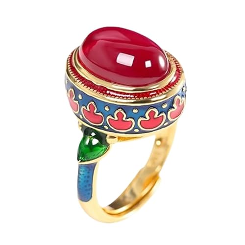 Sterling Silber Silber Verstellbarer Ring für Frauen, plattierte tibetische Tibetaner mit rotem Corundum Emaille -Band Schmuck für Hochzeit Eternity Promise Finger Circlet Geschenk Sterling Silber Silber Verstellbarer Ring für Frauen, plattierte tibetische Tibetaner mit rotem Corundum Emaille -Band Schmuck für Hochzeit Eternity Promise Finger Circlet Geschenk von NXNONEPD