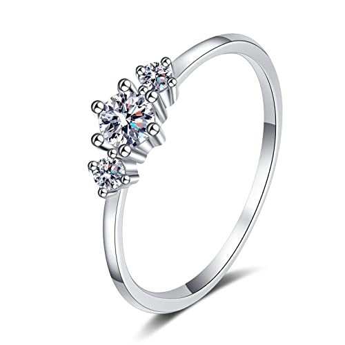 Verlobungsringe Sterling Silber Silber, Silber Pinky Ring mit Moissanit 0.26ct Hochzeitstag Ringen Verlobungsringe Sterling Silber Silber, Silber Pinky Ring mit Moissanit 0.26ct Hochzeitstag Ringen von NXNONEPD