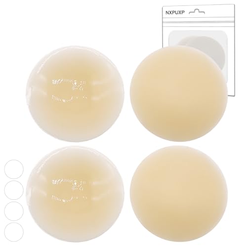 NXPUXP 2 Paar Women's Nipple Cover,Nipple Pads,Nippelpads Waschbar & Wiederverwendbar,Self-Adhesive Nipple Protection,Round Diameter 8 cm(A2) von NXPUXP