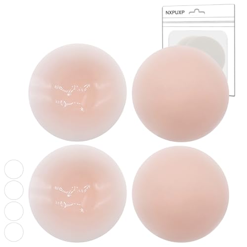 NXPUXP 2 Paar Women's Nipple Cover,Nipple Pads,Nippelpads Waschbar & Wiederverwendbar,Self-Adhesive Nipple Protection,Round Diameter 8 cm(A8) von NXPUXP