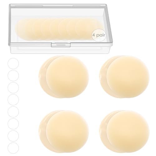 NXPUXP 4 Paar Women's Nipple Cover,Nipple Pads,Nippelpads Waschbar & Wiederverwendbar,Self-Adhesive Nipple Protection,Round Diameter 8 cm(A2) von NXPUXP
