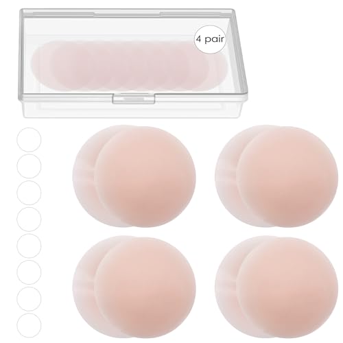 NXPUXP 4 Paar Women's Nipple Cover,Nipple Pads,Nippelpads Waschbar & Wiederverwendbar,Self-Adhesive Nipple Protection,Round Diameter 8 cm(A8) von NXPUXP