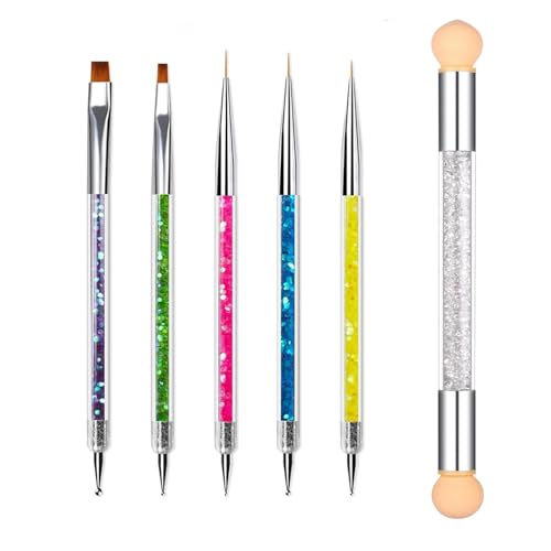 NXPUXP Nagel Art Fineliner Pinsel,Nageldesign Pinsel,Nailart-Malpinsel,Nagellack Pinsel für DIY Nageldesign Nail Art Design[6 Stück] von NXPUXP