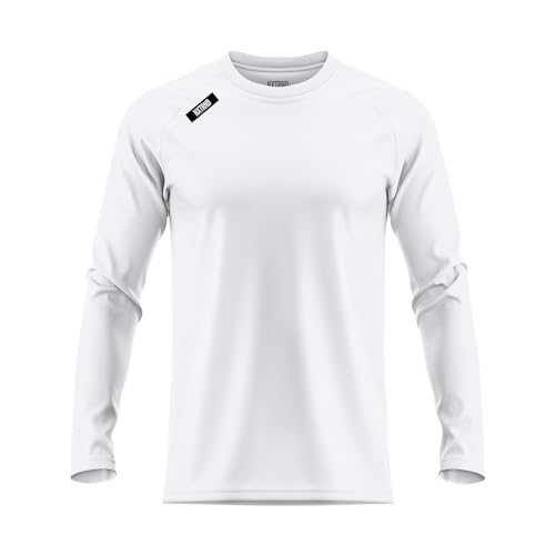 Nxtrnd Hybrid Pro Herren-Langarm-T-Shirt, entspannte Passform, Poly-Spandex-Mischgewebe, Weiss/opulenter Garten, XL von NXT NXTRND
