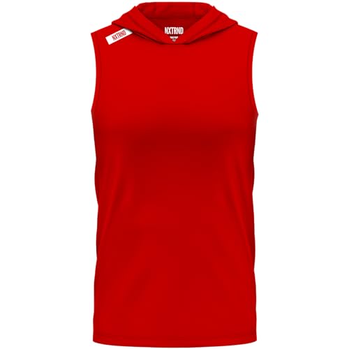 Nxtrnd Team Herren Leichter ärmelloser Kapuzenpullover Relaxed Fit Polyestermischung, Rot/Ausflug, einfarbig (Getaway Solids), L von NXT NXTRND
