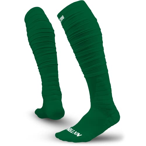 Nxtrnd XTD Scrunch Fußballsocken, extra lange gepolsterte Sportsocken für Herren und Jungen, Dunkelgrün, Large von NXT NXTRND