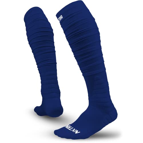 Nxtrnd XTD Scrunch Fußballsocken, extra lange gepolsterte Sportsocken für Herren & Jungen, Marineblau, Medium von NXT NXTRND