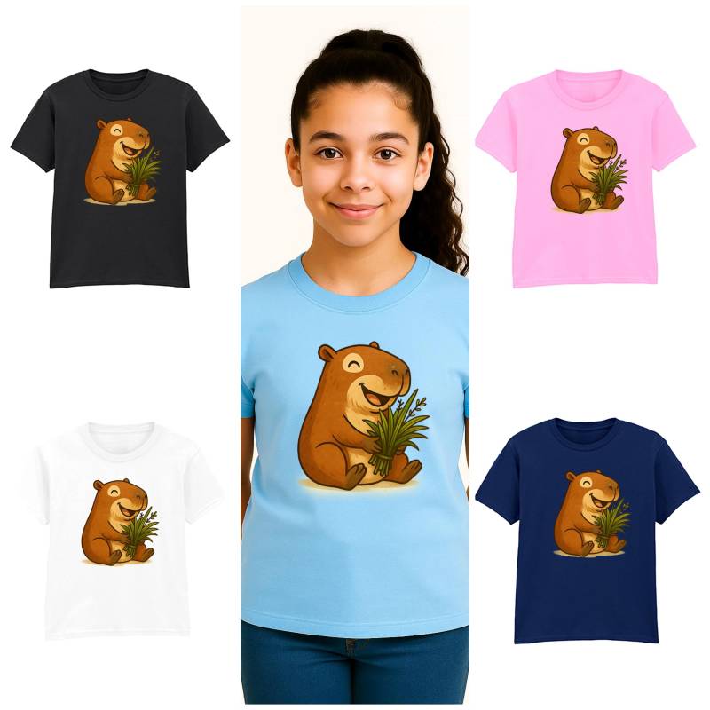 Kinder T-Shirt Mit Süßer Capybara - Lustiges Tiermotiv 100% Baumwolle Jungen & Mädchen Viele Farben Geschenkidee von NXTHorizonShop