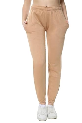 NY Deluxe Edition Damen Plus Size Lounge Wear Fleece Baggy Jogging Sweatpants Bündchen Hose, sand, 48-50 Große Größen von NY Deluxe Edition