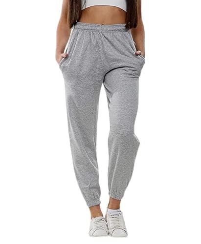 NY Deluxe Edition Damen Plus Size Loungewear Fleece Baggy Jogginghose Bündchen Hose, grau, 52-54 Große Größen von NY Deluxe Edition