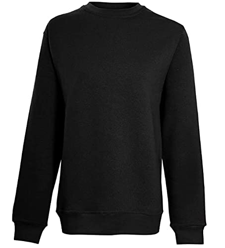 NY Deluxe Edition Damen-Sweatshirt mit Rundhalsausschnitt, Fleece, Rundhalsausschnitt, Größe 36-42, Schwarz , 26-28 Plus von NY Deluxe Edition