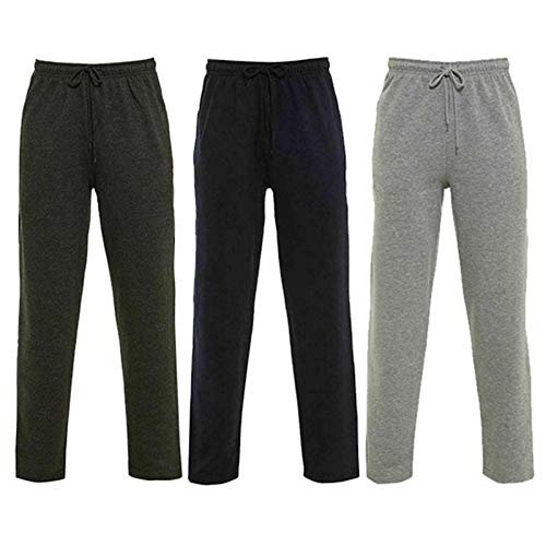 NY Deluxe Edition Herren Jogginghose mit offenem Saum, Frottee, Fleece, mit Taschen, Größe S bis 2XL, anthrazit, 36-41 von NY Deluxe Edition