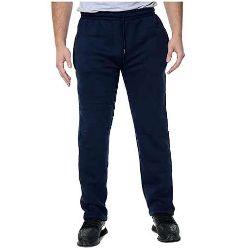 NY Deluxe Edition Herren Jogginghose mit offenem Saum, Frottee, Fleece, mit Taschen, Größe S bis 2XL, navy, 56 von NY Deluxe Edition