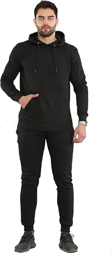 NY Deluxe Edition Herren Plus Size Pullover Trainingsanzug Set Hoodie Sweatshirt Top & Jogginghose Lounge Wear Sport Walking Gym, Schwarz , 3XL Plus von NY Deluxe Edition