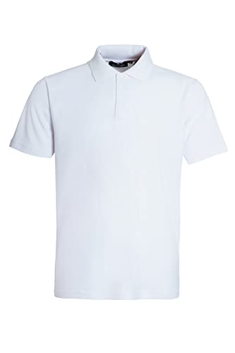 NY Deluxe Edition Herren-Poloshirt, kurzärmelig, Premium, normale Passform, Piqué, Arbeit, lässig, einfarbig, weiß, XL von NY Deluxe Edition