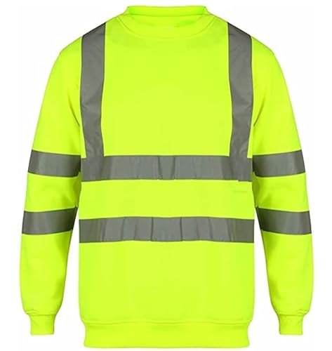 NY Deluxe Edition Hi Viz Vis Hochsichtbares Sweatshirt mit Rundhalsausschnitt, Fleecepullover, Arbeitssicherheit, S 5XL (gelb, M) von NY Deluxe Edition