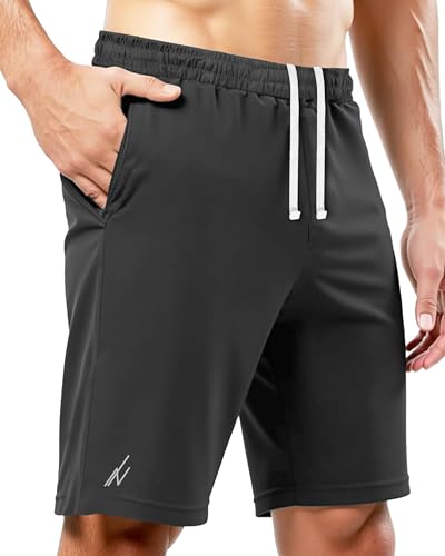 NY Threads Herren Sport Shorts Schnell Trocknend Leicht Kurze Hose mit Taschen, Grau, XL von NY Threads