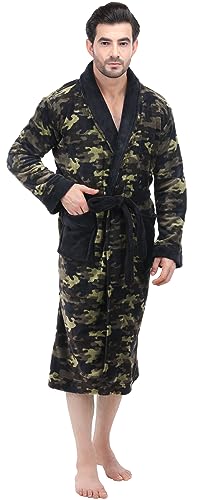 NY Threads Luxuriöser Herren-Bademantel mit Schalkragen aus Fleece, Camouflage, Small-Medium von NY Threads