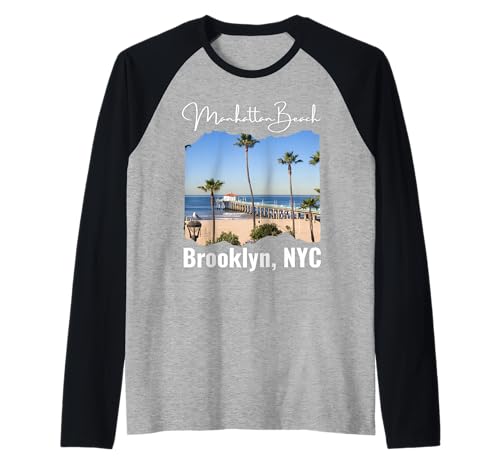 Manhattan Beach Brooklyn New York City Souvenir Damen Herren Raglan von NYC Beach Designs New York Pride Born in NYC Kids