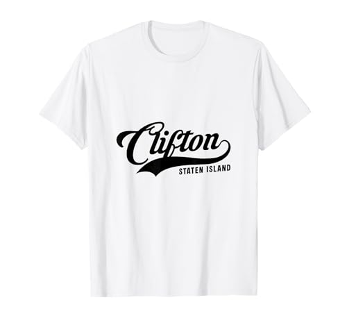 Clifton Staten Island Script geeignet für Männer und Frauen. T-Shirt von NYC Borough Script Products