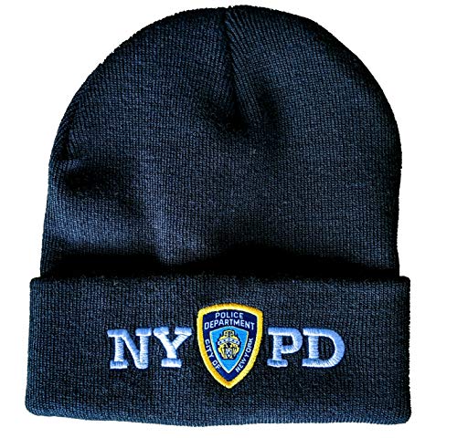 NYC FACTORY NYPD Wintermütze, Polizei-Abzeichen, New York Police Department, Marineblau & Weiß, Einheitsgröße von NYC FACTORY