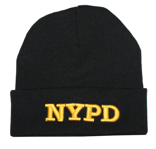 NYC FACTORY NYPD Wintermütze, Polizei-Abzeichen, New York Police Department, Schwarz & Gold, Einheitsgröße von NYC FACTORY