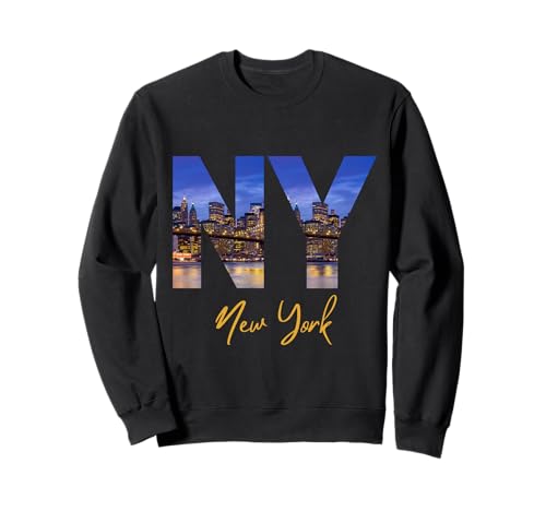 New York City Manhattan Souvenir Frauen USA American City Herren Sweatshirt von NYC Night Lights Graphic City Vacation NY Pride