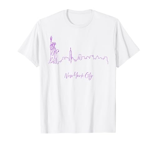 New York City Skyline Sketch Einfache Männer oder Frauen T-Shirt von NYC Souvenir Neighbourhood New York City