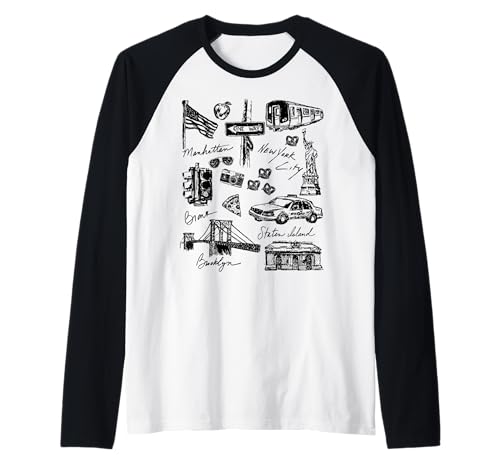 New York City Street Sketch Teenager Junge Erwachsene Damen Herren Raglan New York City Street Sketch Teenager Junge Erwachsene Damen Herren Raglan von NYC USA Urban Art New York Icons Brooklyn Bronx
