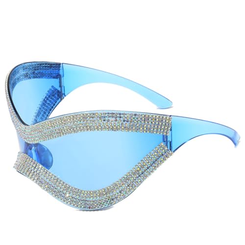 Futuristische Sonnenbrille für Mädchen, Vintage-Stil, Strass-Rahmen, Gläser, Teenager, Hiphop, Trend, Nachtclub, Party, für Erwachsene, Teenager, Erwachsene, Sonnenbrille, lustige Sonnenbrille für von NYCEMAKEUP