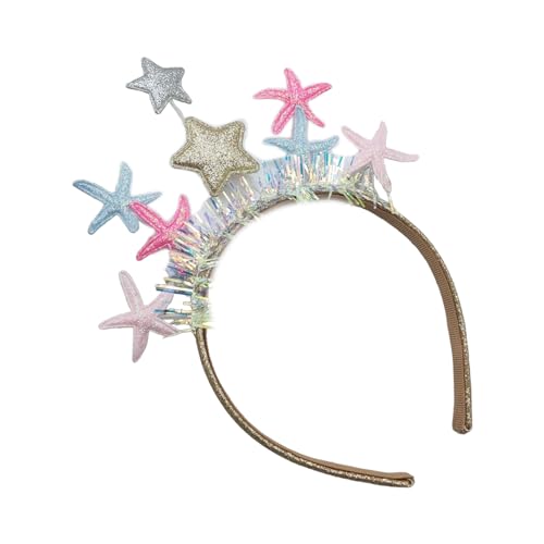 NYCEMAKEUP 2024 Happy New Year Stirnband Glitzernder fünfzackiger Stern Haarband Musik Festival Kopfschmuck Urlaub Feier Kopfschmuck Pailletten Sternform Stirnband von NYCEMAKEUP