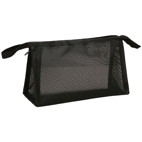 NYCEMAKEUP Federmäppchen mit großem Fassungsvermögen, Netzstoff, Reißverschluss, Stifteetui, Stehpult, Stift-Organizer, Kosmetik-Organizer, Make-up-Tasche, Schwarz , Approx. von NYCEMAKEUP