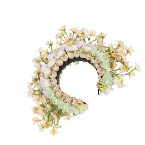 Stilvoller Blumenkranz, ethnische Blumen, Stirnband, Ornament, Kopfschmuck für Festivals und Fotoshootings, Hochzeitshaarschmuck von NYCEMAKEUP