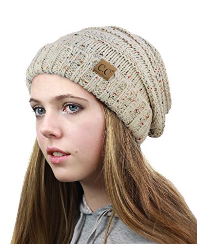 NYFASHION101 Exclusive Übergroße Lose Bauschige Dicke Winter Beanie Hut - Konfetti Haferbrei von NYFASHION101