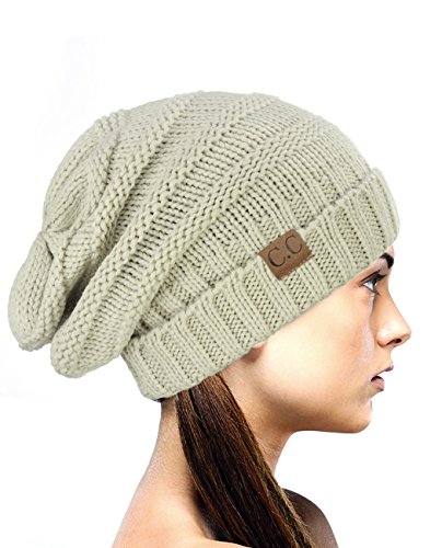 NYFASHION101 Lose Schlappe Winter Strickmütze Beanie - Beige von NYFASHION101