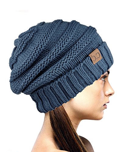 NYFASHION101 Lose bauschige Winter Strickmütze Beanie - Dunkel Denimblau von NYFASHION101