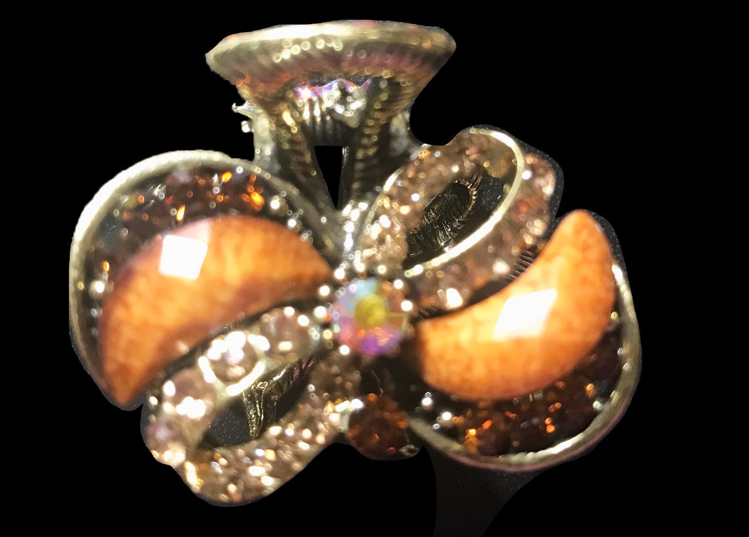 Neu Antik Gold 1 1/4 "' Mit Bernstein Stein Haarklemme von NYFashionAccessories