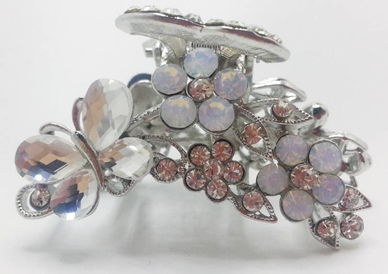 Neu Antik Silber Floral Strass Kristall & Opale 1 -1/2'' Haarklemme Neu Antik Silber Floral Strass Kristall & Opale 1 -1/2'' Haarklemme von NYFashionAccessories