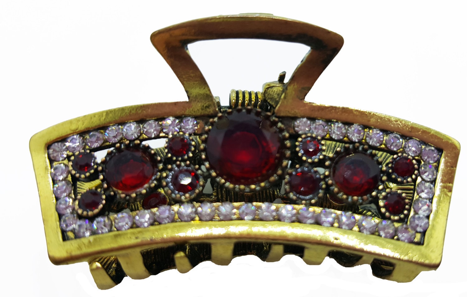 Neu Gold Mit Rotem Rubin Kristall Cz & Strass 1 1/2 Haarklemme von NYFashionAccessories