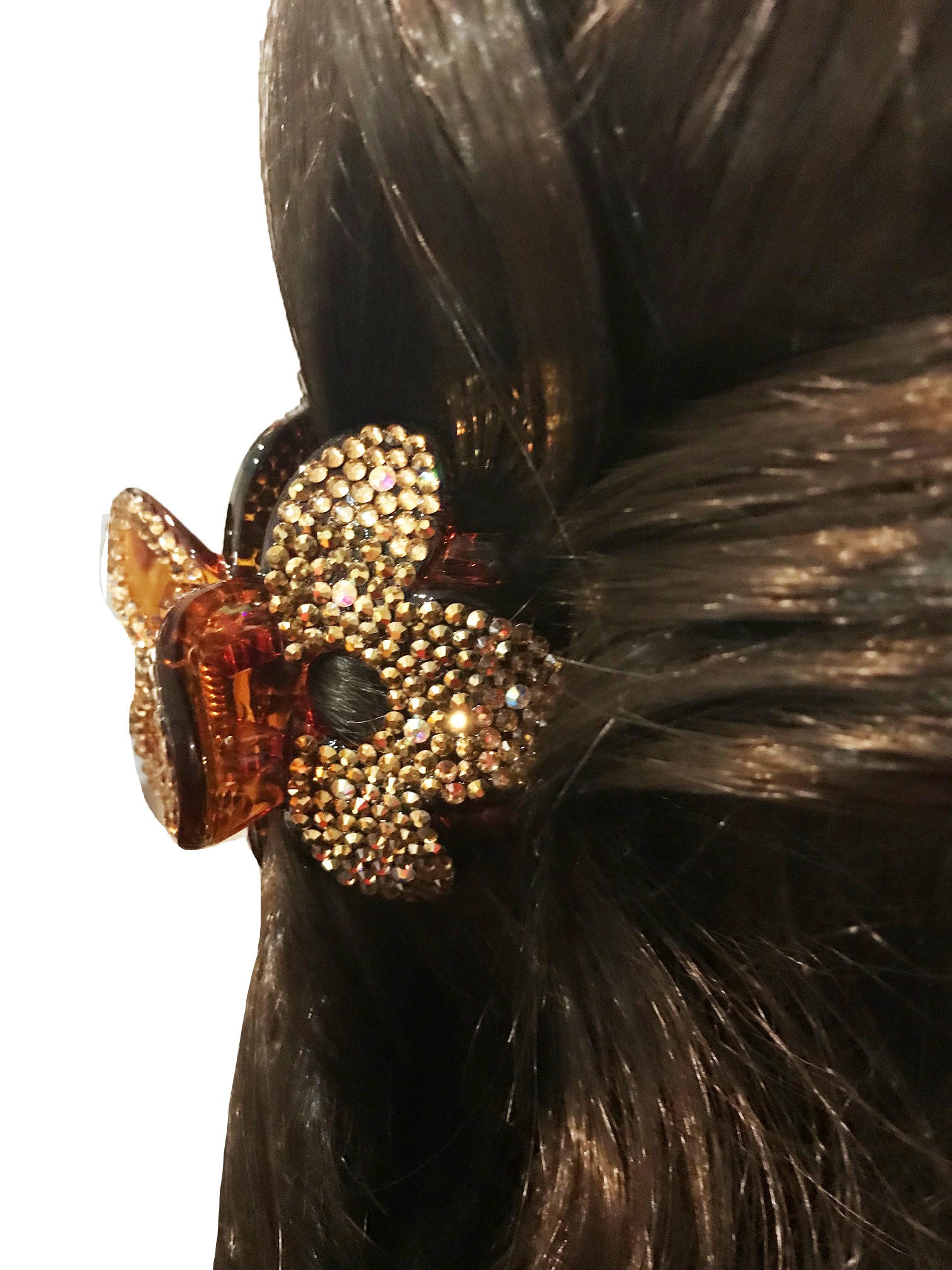 Neu Schildpatt Bernstein Floral Kristall 3 "' Haarklammer Haarspange von NYFashionAccessories