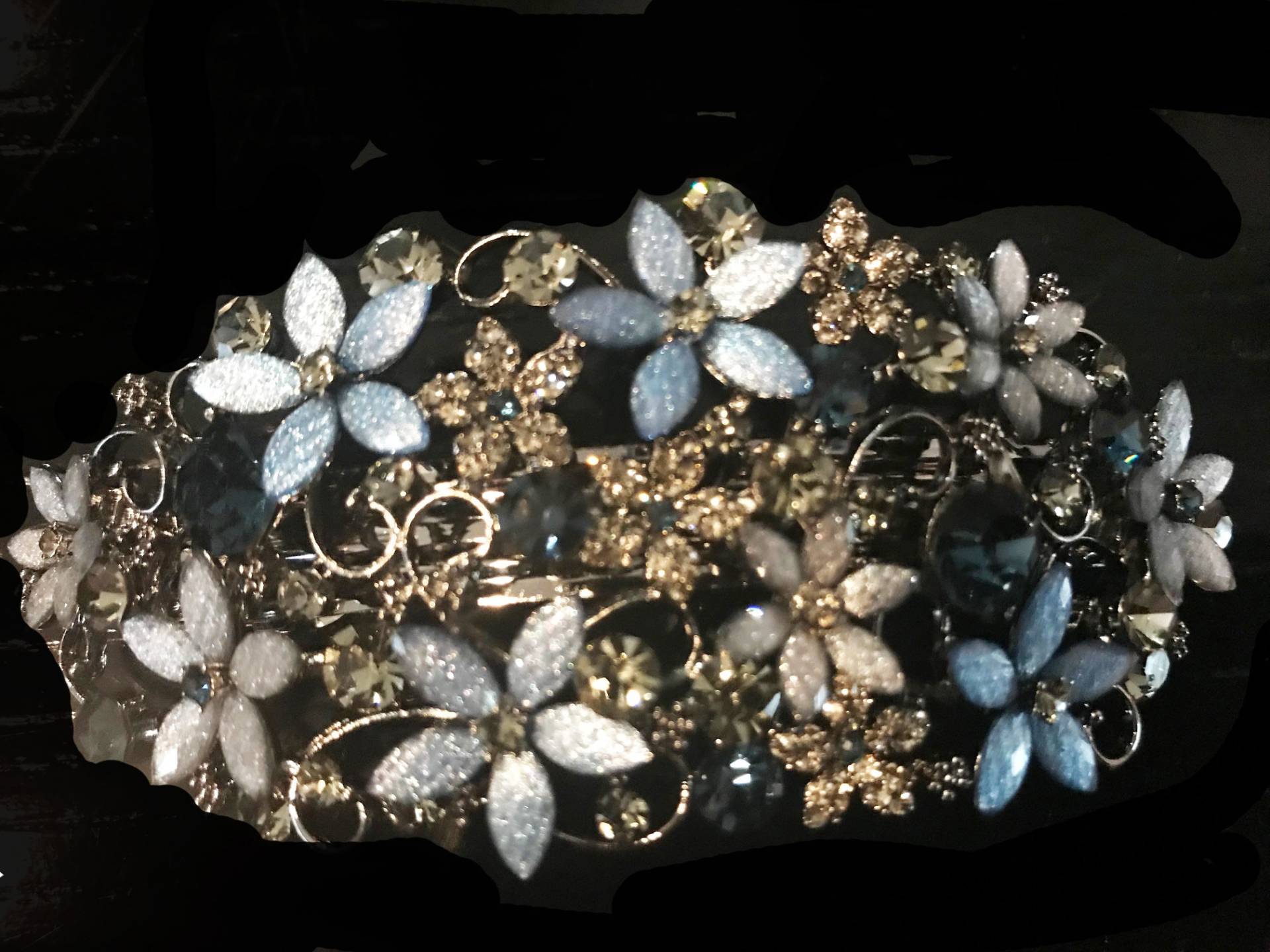 Neue Antik Silber Licht & Dunkelblau Floral Cluster Metall 3 1/2 "' Haarspange von NYFashionAccessories