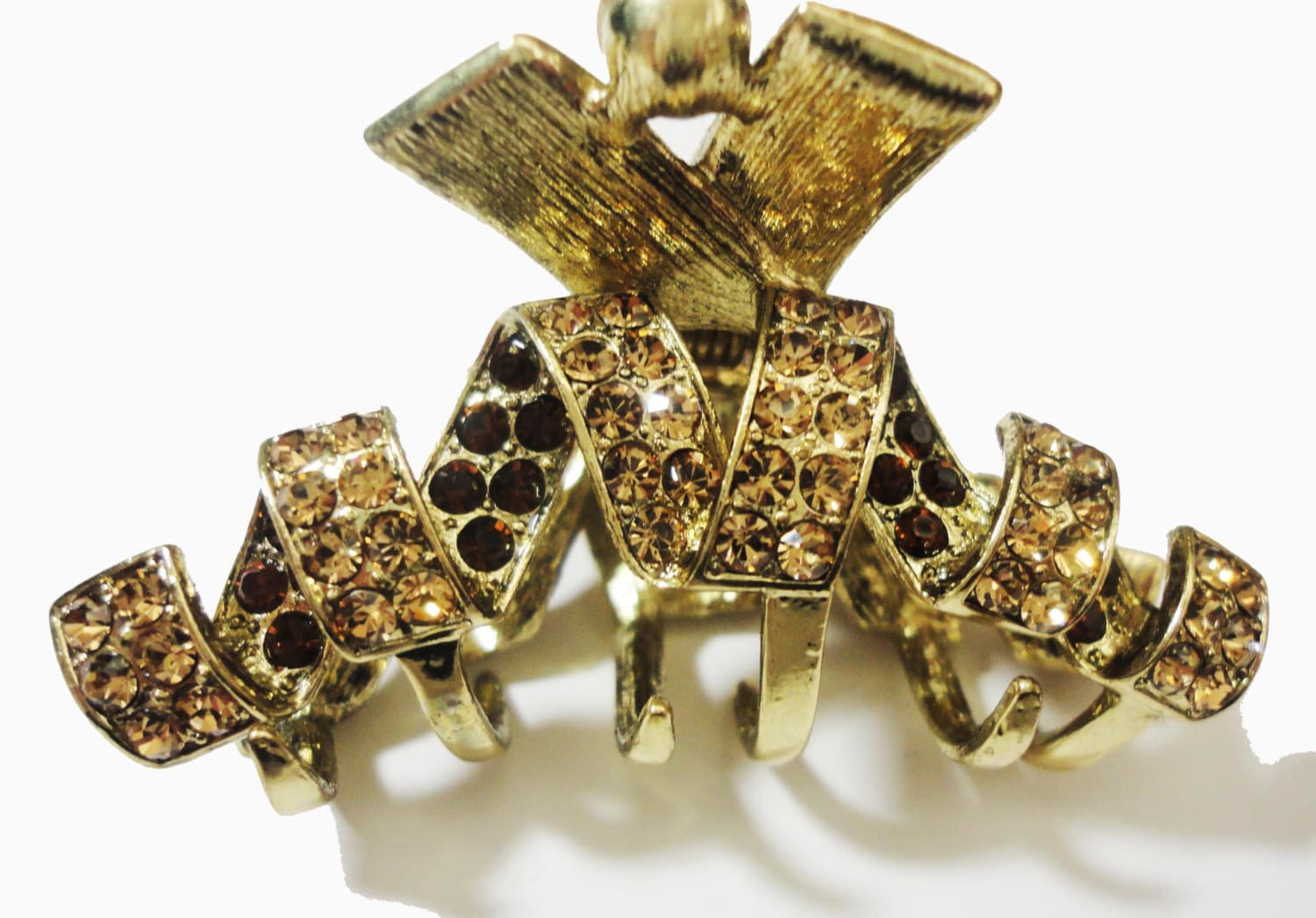 Neue Antike Gold Twist Mit Bernstein Kristall Strass 2 1/2 "' Haarkralle Clip von NYFashionAccessories