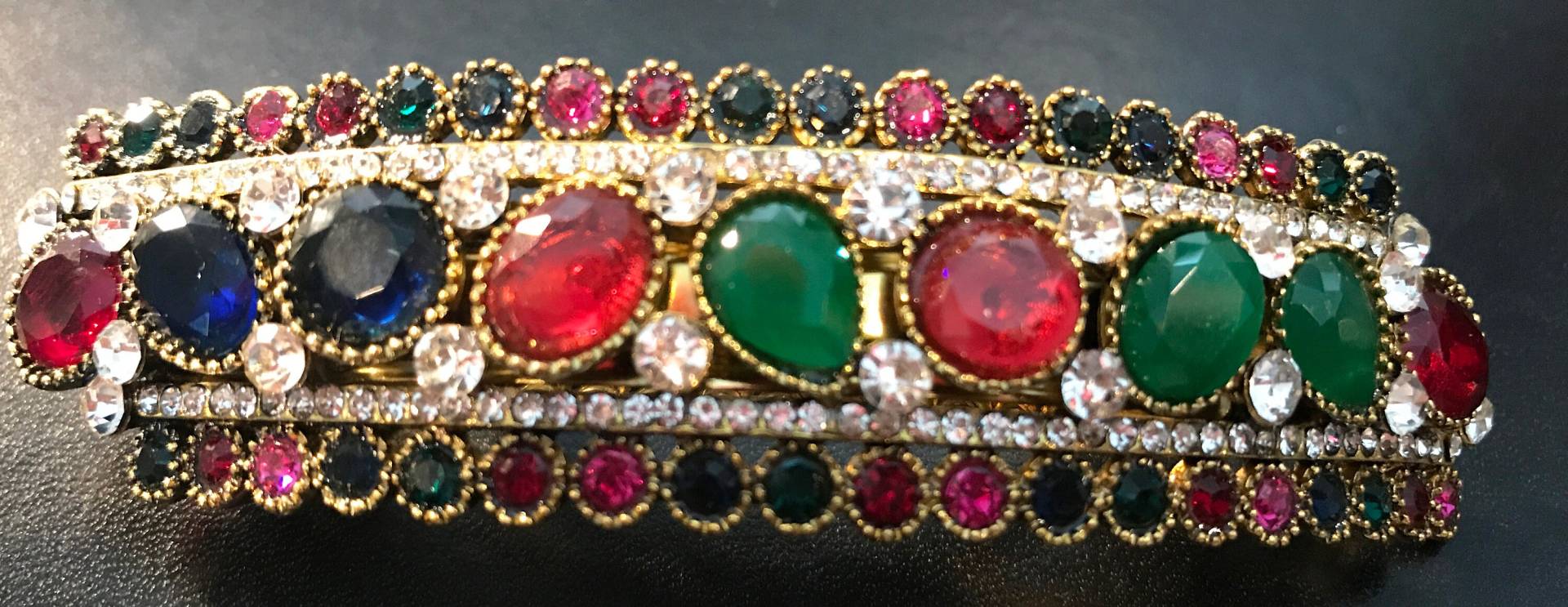 Neue Art-Deco-Multi Color Crystal & Strass Antik Gold Metall 3 "' Haarspange von NYFashionAccessories