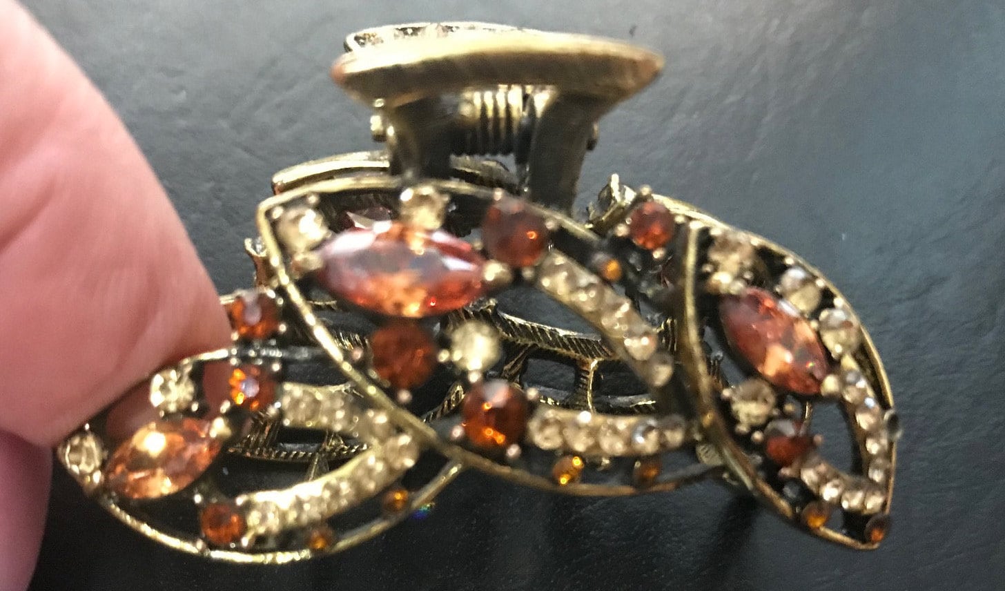 Neue Gold Bernstein & Topas Kristall 2'' Haarklemme von NYFashionAccessories