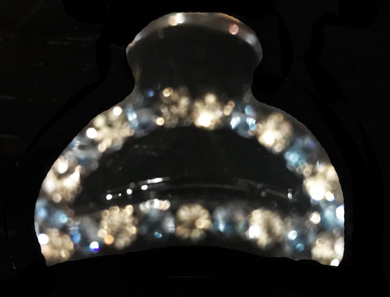 Neue Hochwertige Schwarze Kleine Blaue & Rauchkristall 1'' Haarklemme von NYFashionAccessories