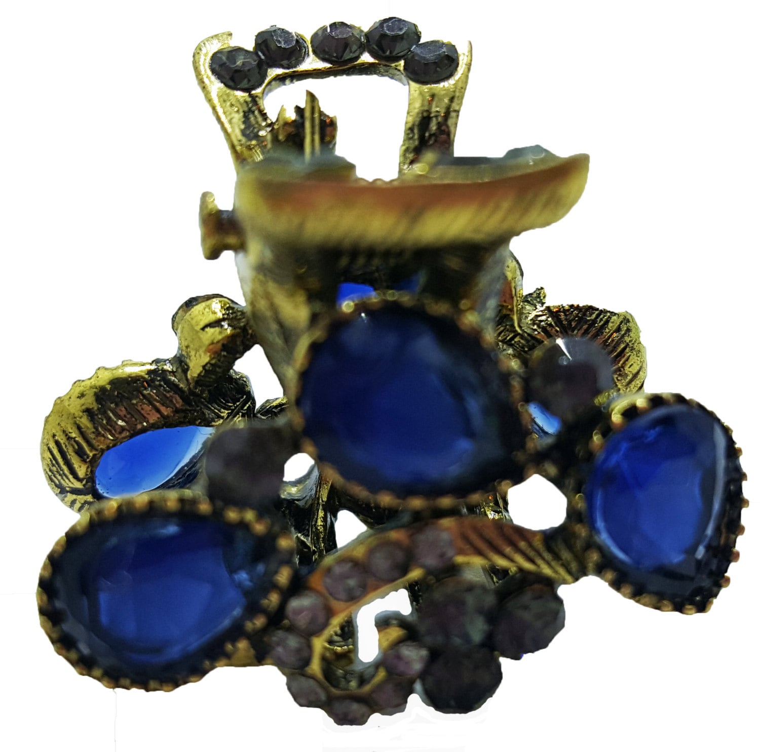 Neue Kleine Antik Gold Und 3 Sapphire Strass Art Deco 3/4 "' Haarkralle Clip von NYFashionAccessories