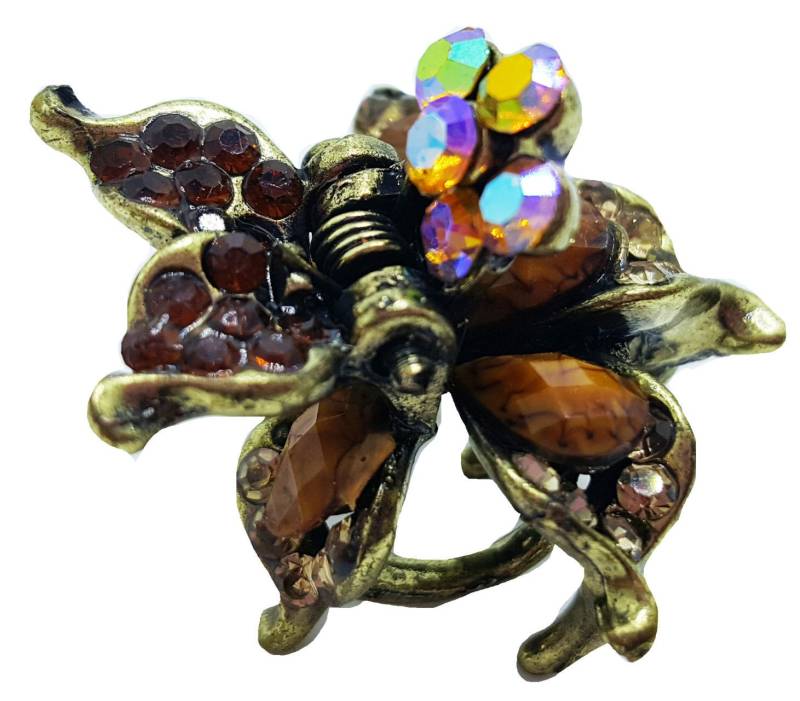 Neue Kleine Gold Bernstein Mit Schillernden Cz Strass 3/4 "' Haarspange Klaue Clip Neue Kleine Gold Bernstein Mit Schillernden Cz Strass 3/4 "' Haarspange Klaue Clip von NYFashionAccessories